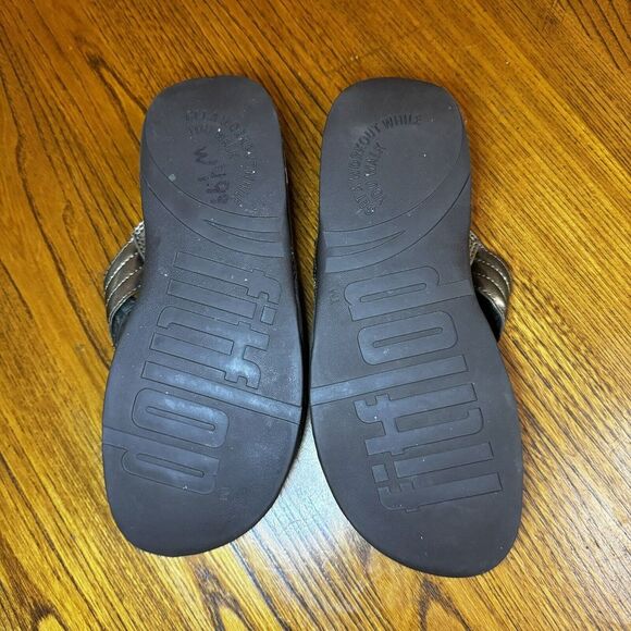 FitFlop 5100 Gold Bronze Toning Walking Flip‎ Flops Sandals Shoes Size 9 - Picture 7 of 7